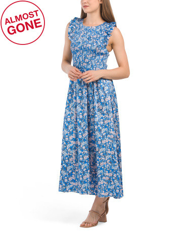 Flutter Sleeve Smocked Top Floral Maxi Dress | TJ Maxx