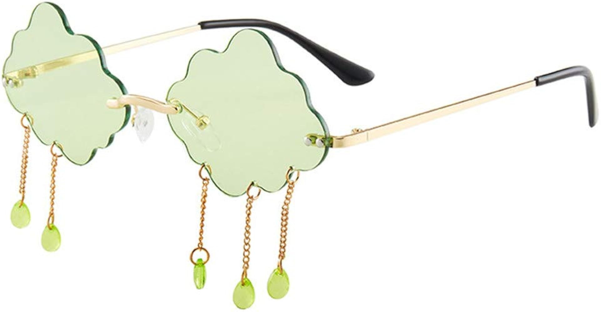 LASPOR Retro Rimless Sunglasses for Women Men Vintage Metal Frameless Cloud Glasses Raining Crystal  | Amazon (US)