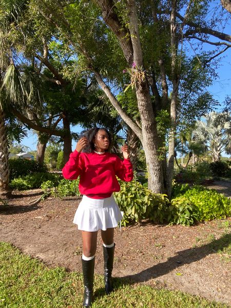 Falling for red
Sweater boohoo
Skirt Marshals (will find similar)
Undershirt pumiey 
Boots local store(will find similar)

#LTKstyletip #LTKSeasonal #LTKfindsunder100