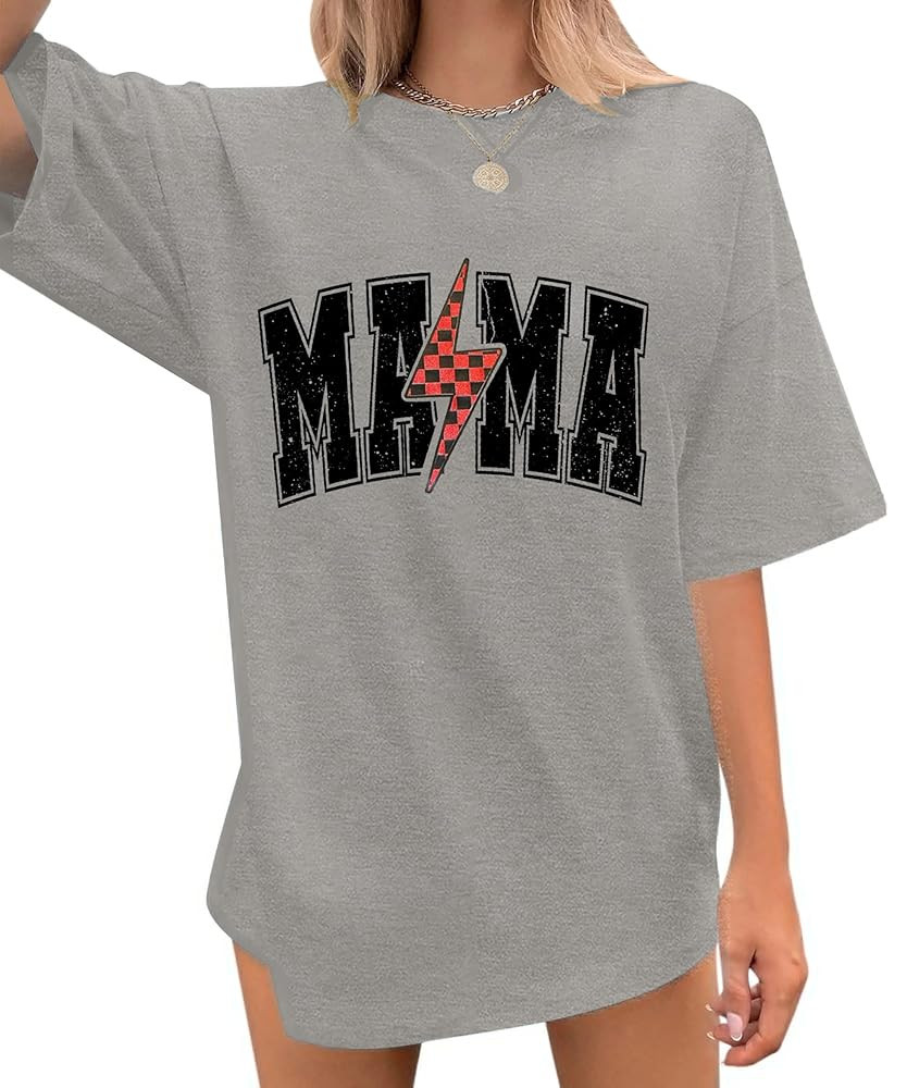 Womens Mama Shirt Cute Mom Life Tshirts Trendy Mama Letter Print Shirts Casual Short Sleeve Tops | Amazon (US)