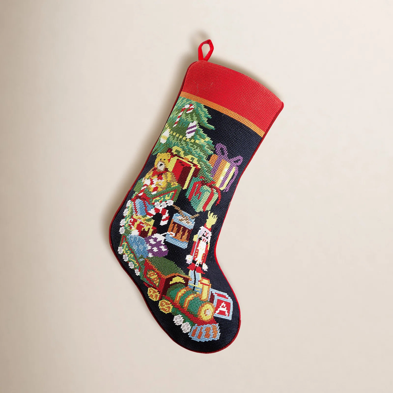Toy Train Embroidered Needlepoint Stocking | Wayfair North America