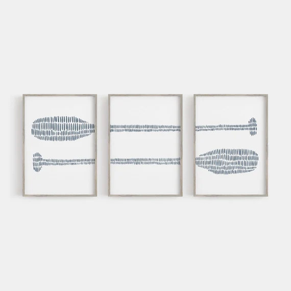 Oars Print Coastal Wall Art Modern Lake House Set of 3 Paddle Art Nautical Triptych Artwork Blue ... | Etsy (US)