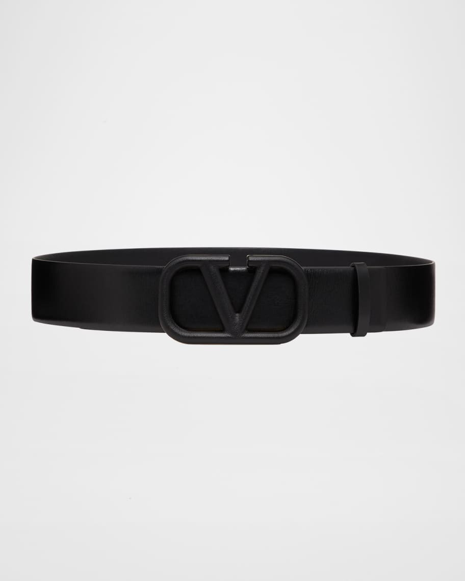 Valentino Garavani VLOGO Tonal Calf Leather Belt | Neiman Marcus