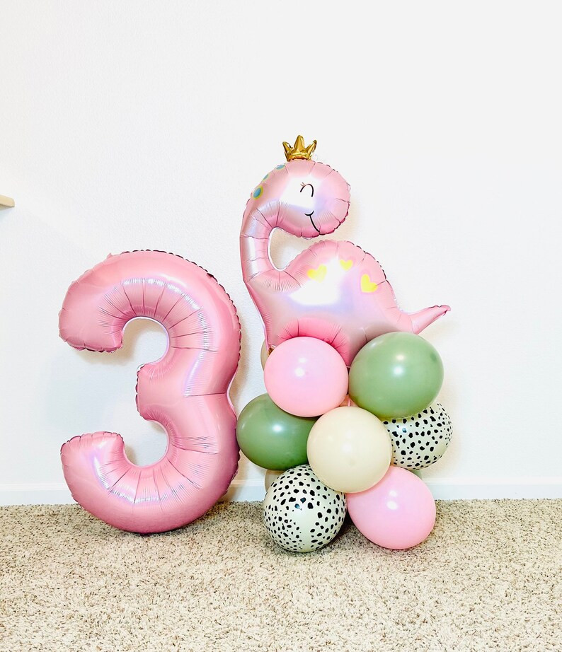 Dinosaur Balloon Tower Pink Dinosaur Balloon Dinosaur Party Dinosaur Balloons Rawr I'm 4 Girl Din... | Etsy (US)
