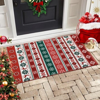 Coucheta 2*3Ft Entryway Area Rug, Christmas Rug Indoor Non-Slip Washable Boho Farmhouse Geometric Mat for Front Door, Living Room & Bedroom,Red&Green | Target