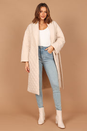 Farrah Quilted Long Coat - Beige | Petal & Pup (US)