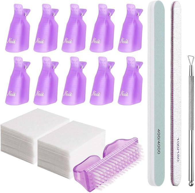VASLON Nail Gel Remover Tools Kit with Pink Polish Remover Clips, Cuticle Peeler Scraper, Gel Nai... | Amazon (CA)