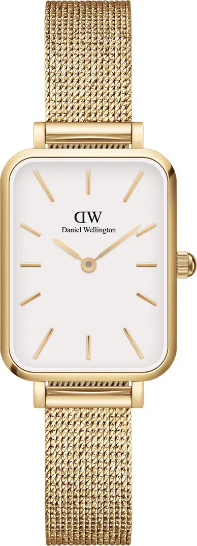 Daniel Wellington Quadro Pressed Evergold Mesh Bracelet Watch, 20mm x 26mm | Nordstrom | Nordstrom