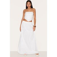 Tall White Cotton Poplin A-line Maxi Skirt | PrettyLittleThing US