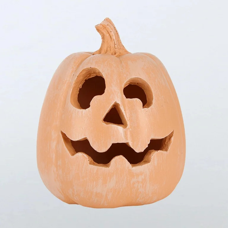 2025 Fall Decor - Halloween Decorations - Handmade Resin Terracotta Pumpkin Jack O' Lantern Outdo... | Walmart (US)