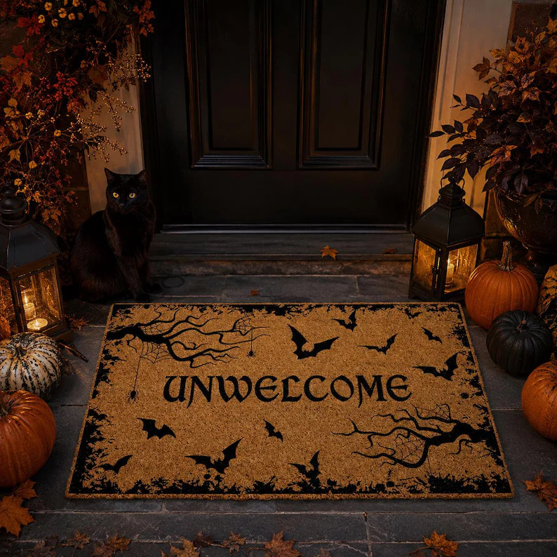 Unwelcome Halloween Doormat, Spooky Witchy Coir Front Porch Decor | Etsy (Global)