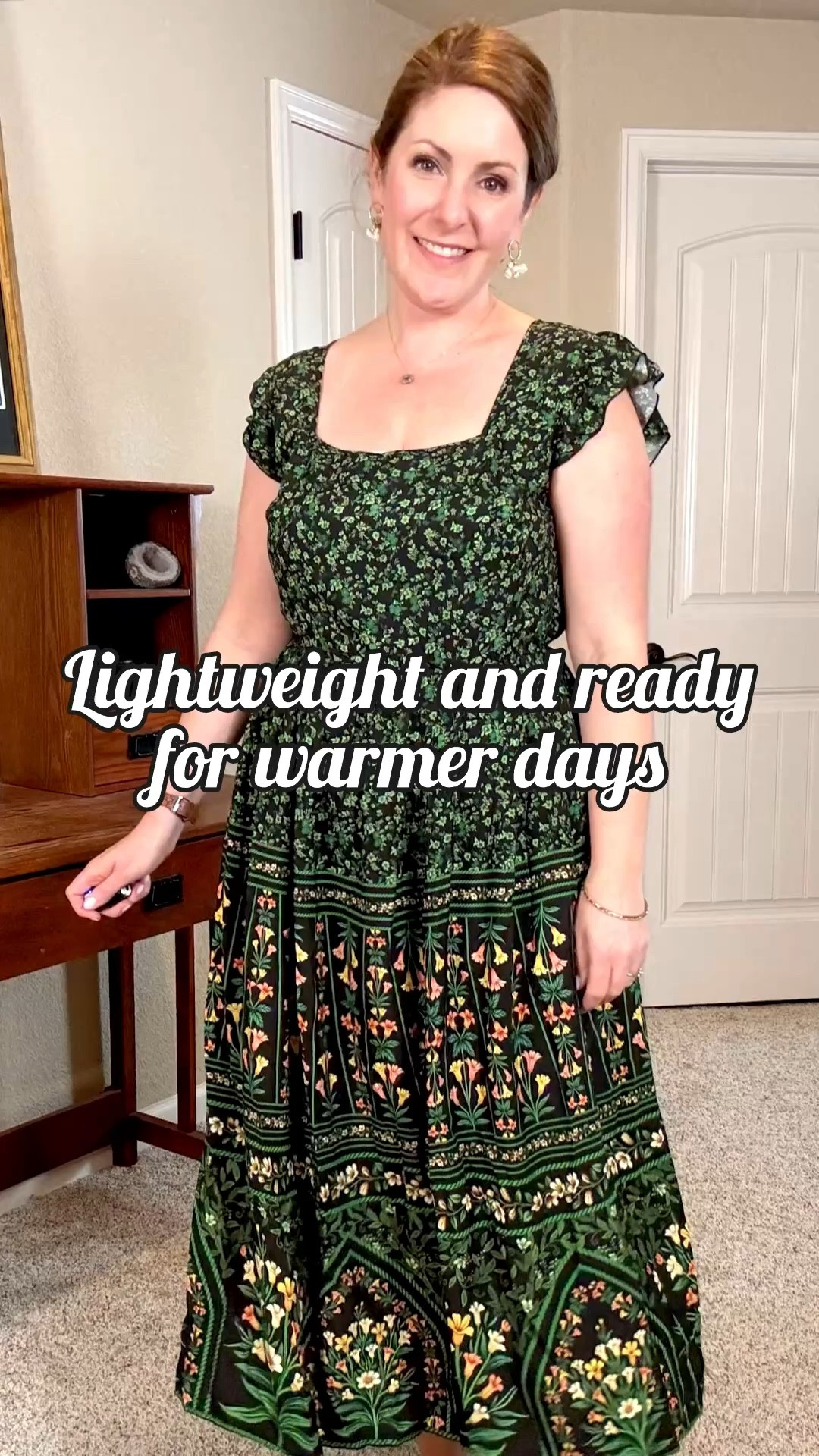 Details are what make a dress like this an easy favorite. The square neckline and soft ruffle sleeves give it such a feminine feel and the cinched waist keeps the silhouette flattering without feeling fitted. The fabric is lightweight and flowy, which makes it perfect for the season we’re heading into. I’d wear it now with a denim jacket or cardigan and flats, then later on its own with sandals when the warmer days really arrive. And of course it has pockets, which always makes a dress better.

#bloomchic #sponsored #simplysarashops #affordablefashion #classicstyle 