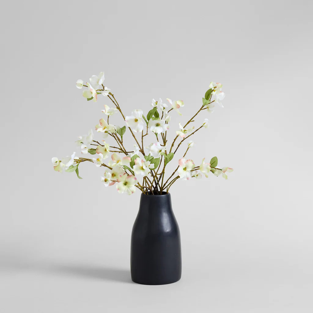 Monolithic Tadelakt Vase + EcoFaux Dogwood Bunch | Bloomist