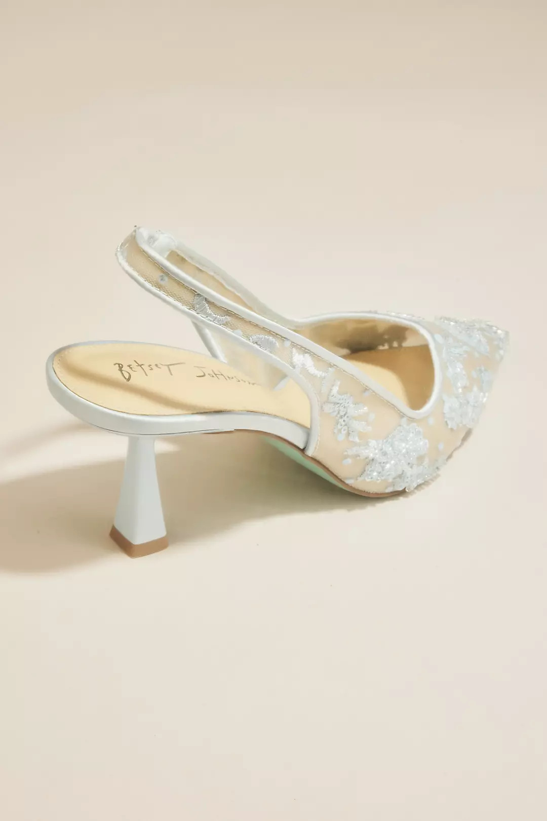 Beaded Embroidered Mesh Slingback Pumps | David's Bridal