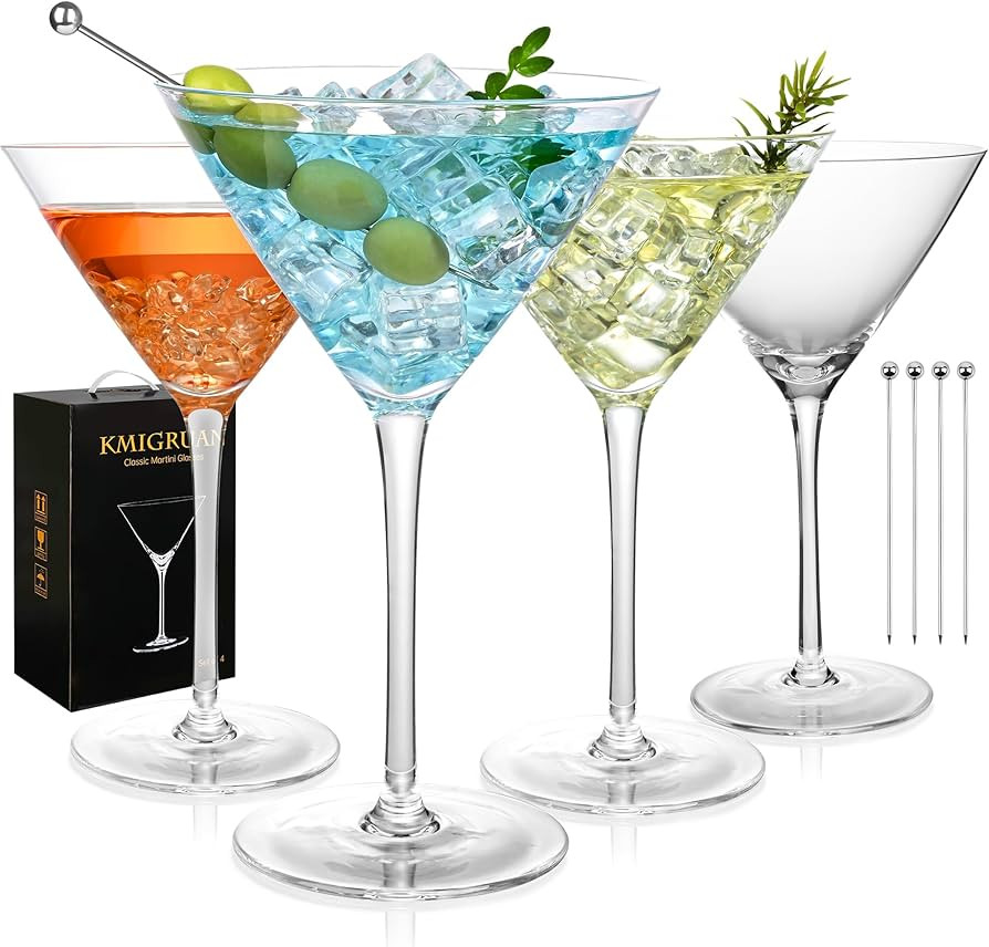 10oz Large Martini Glasses Set of 4,Classic Crystal Cocktail Glasses,Hand Blown Martini Glass for... | Amazon (US)