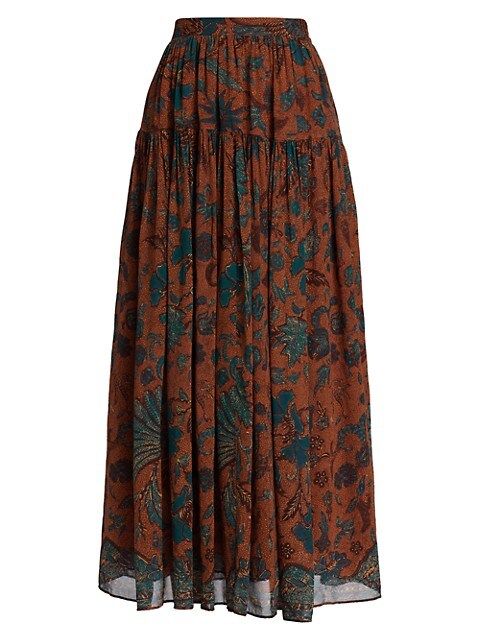 Ulla Johnson Meja Silk Printed Maxi Skirt | Saks Fifth Avenue