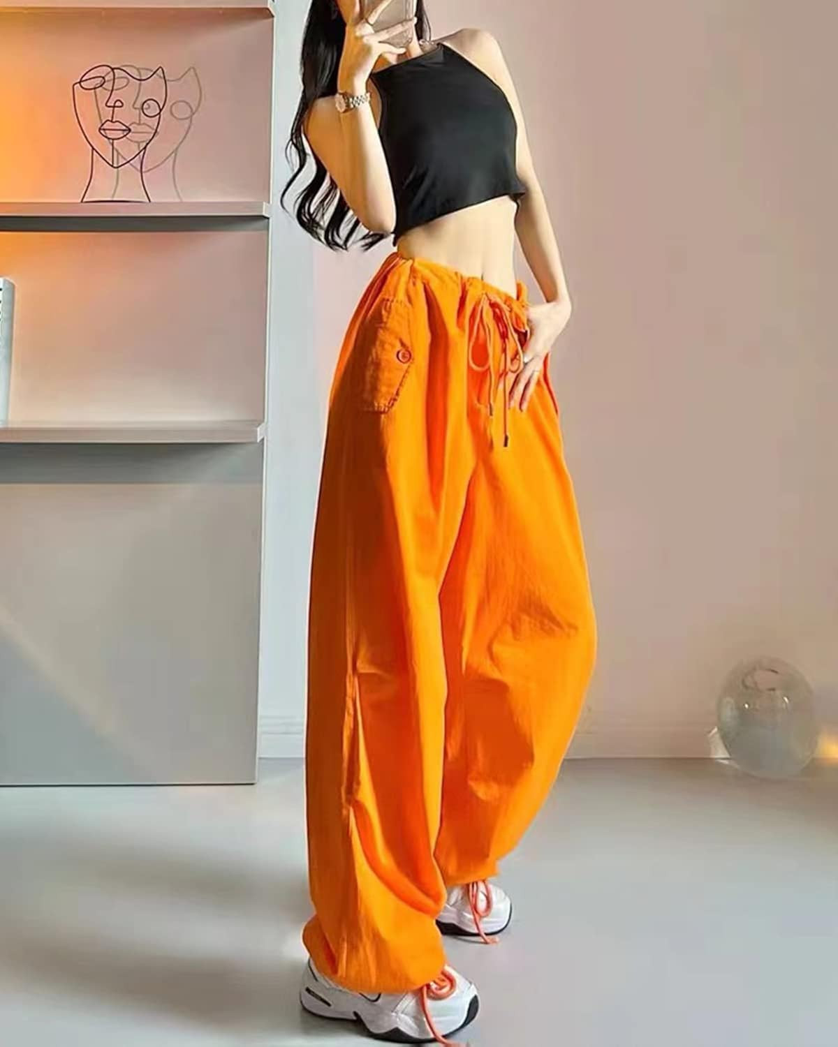 YAHUIUL Parachute Pants Women, Cargo Pants for Women Baggy Low Waist Zipper Y2K Pants Light Baggy... | Amazon (US)