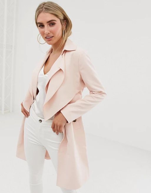 Lipsy soft duster coat in pink | ASOS US