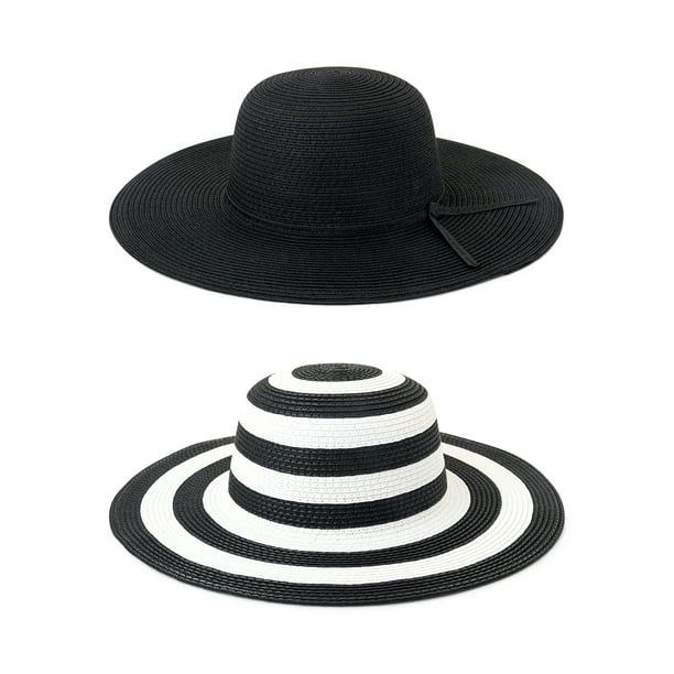 Time and Tru Women's Straw Floppy Hats, 2-Pack | Walmart (US)