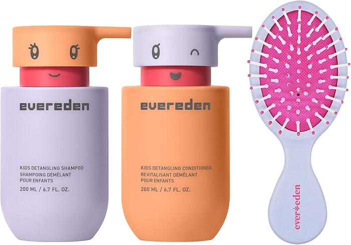 Evereden Vegan Happy Hair Duo for Kids: Shampoo and Conditioner Set with Detangler Brush - Streng... | Amazon (US)