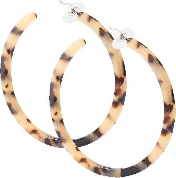 PHALIN Acrylic Hoop Earrings Tortoiseshell Acrylic Earrings Geometric Resin Earring Studs for Wom... | Amazon (US)