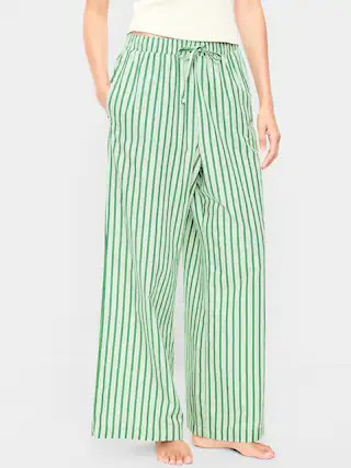 Poplin Wide-Leg Pajama Pants | Old Navy (US)