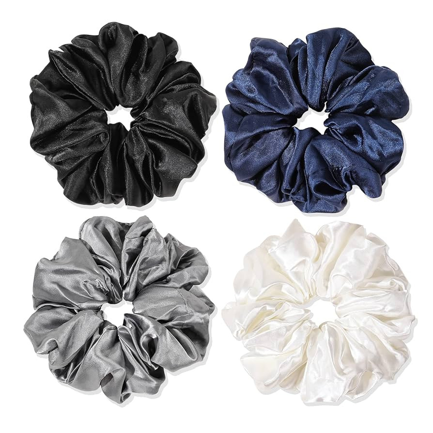 Silk Satin Hair Scrunchies for Women Girls Big Large Jumbo Scrunchie for Sleep Cute Gaint Oversize Scrunchy for Thick Hair | Amazon (US)
