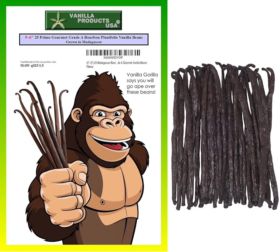 25 Whole Grade A Prime Gourmet Bourbon Madagascar Vanilla Beans 5~6" by Vanilla Products USA | Amazon (US)