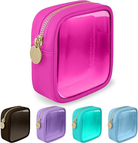 Mini Clear Travel Makeup Organizer Bag for Purse, Small Cute Makeup Bag Preppy Cosmetic Zipper Po... | Amazon (US)