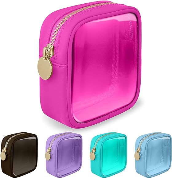 Mini Clear Travel Makeup Organizer Bag for Purse, Small Cute Makeup Bag Preppy Cosmetic Zipper Po... | Amazon (US)