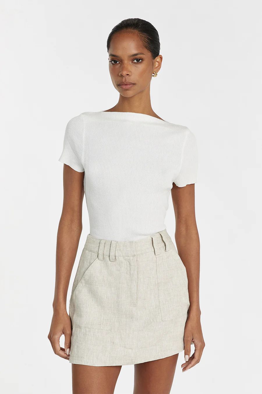 EVA NATURAL LINEN SKORT | DISSH