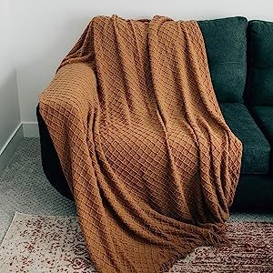 Graced Soft Luxuries Throw Blanket Textured Soft for Sofa Couch Decorative Knitted Acrylic Fringe... | Amazon (US)