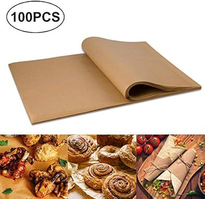 100pcs Unbleached Parchment Paper Baking Liners Sheets, Precut 12×16 inches Non-stick Wax Paper ... | Amazon (US)