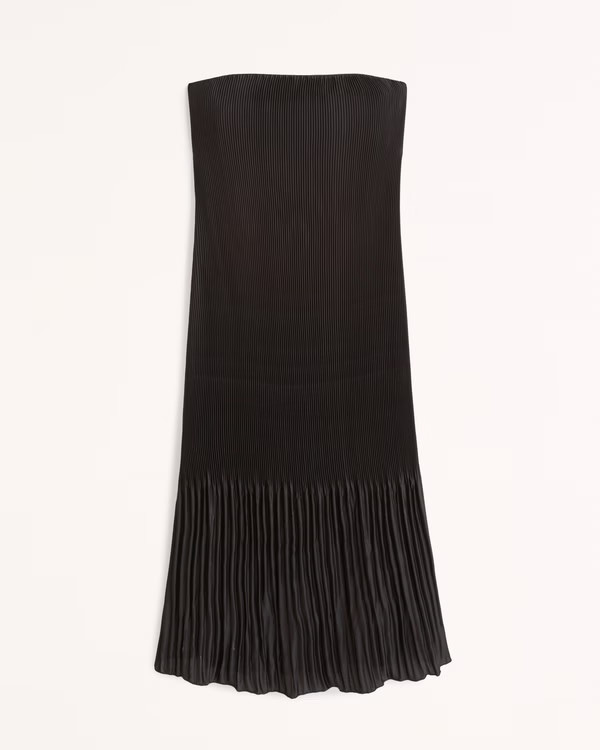 Strapless Pleat Release Midi Dress | Abercrombie & Fitch (US)