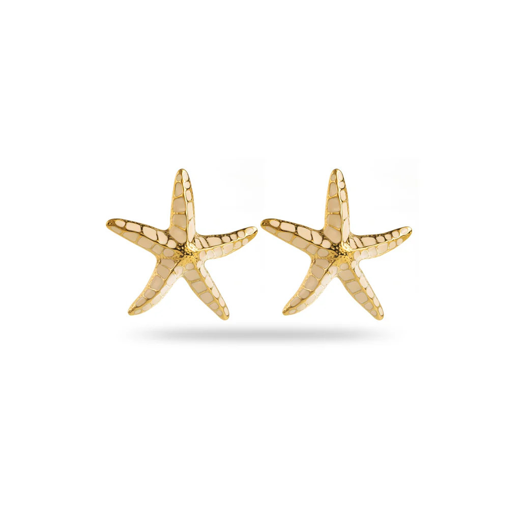 Starfish Earrings with White Enamel | outdazl