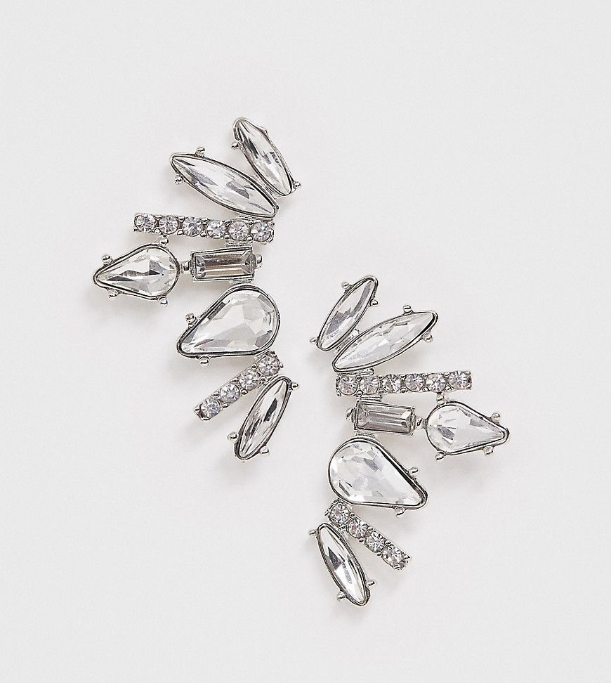 True Decadence Exclusive rhinestone ear climber earrings-Silver | ASOS (Global)