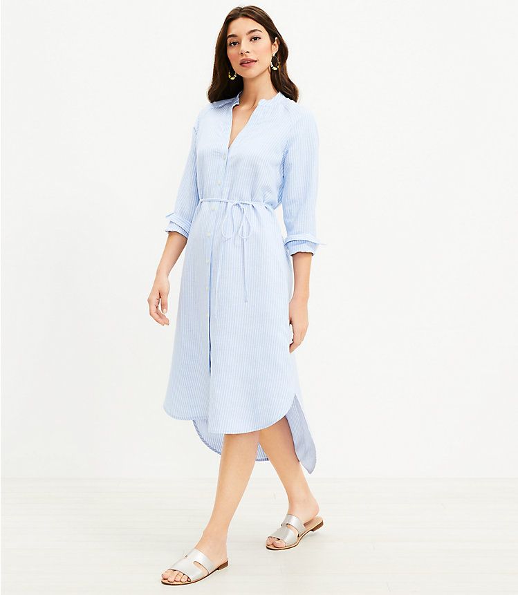 Striped Hi-Lo Shirtdress | LOFT | LOFT