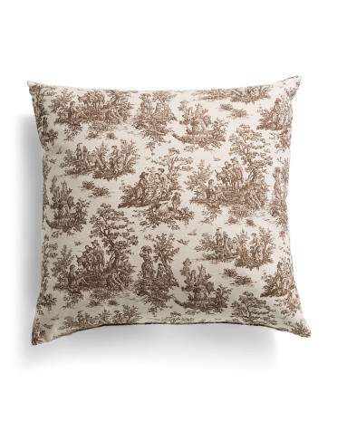 Made In Usa 22x22 Toile Gingham Two Sided Oversized Pillow | TJ Maxx