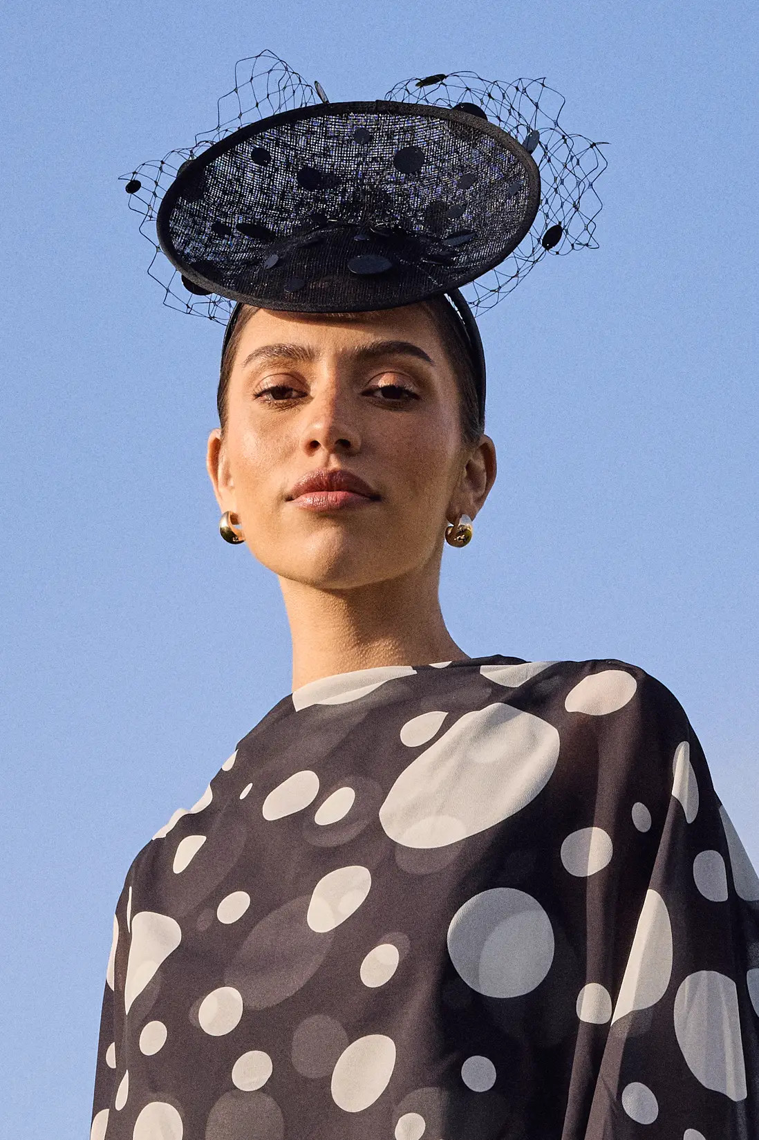 Black Coast Lisa Tan Front Facing Disc Fascinator With Veiling | Coast | Coast UK & IE