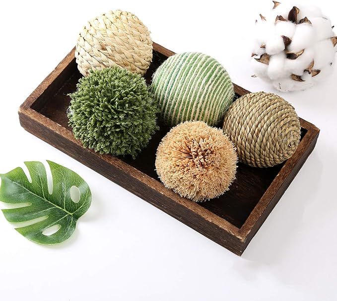 CIR OASES 6pcs 3.5inch Woven Wicker Rattan Balls Decorative Ball Twig Orbs Green Orbs Vase Bowl F... | Amazon (US)