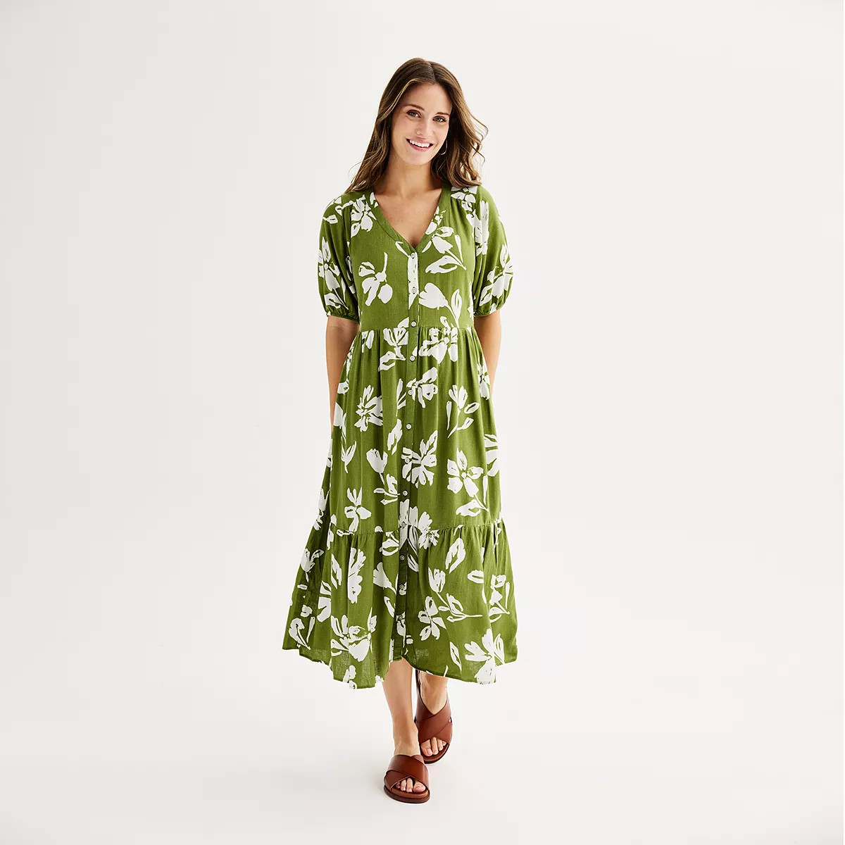 Petite Sonoma Goods For Life® Button-Through Femme Midi Dress | Kohl's