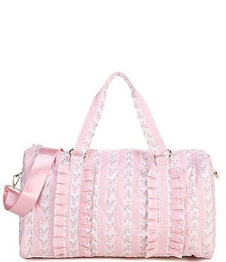 GB Girls Floral Ruffle Quilted Duffel - Light Pink | Dillard's