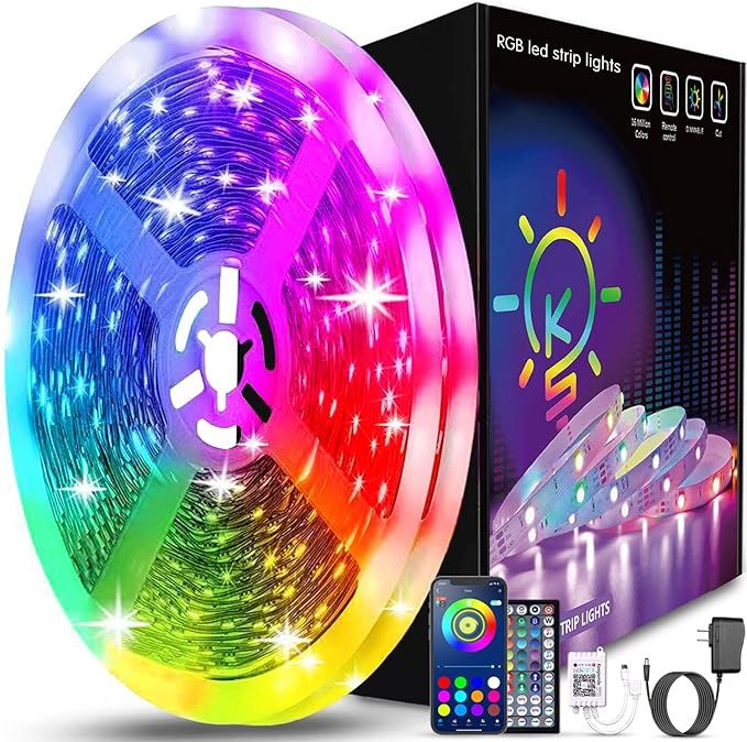 32.8ft Keepsmile Led Strip Lights RGB LED Smart Music Sync Color Changing Led Light Strips RGB LE... | Amazon (US)