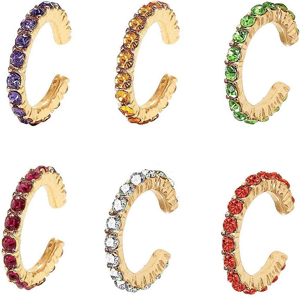 Ear Cuff Colorful Clip on Hoop Earrings for Women 6pcs set | Amazon (US)