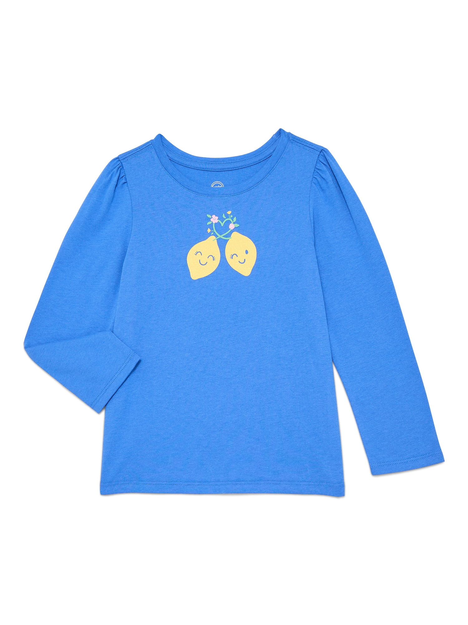 Wonder Nation Toddler Girls Crewneck Tee with Long Sleeves, Sizes 18M-5T | Walmart (US)