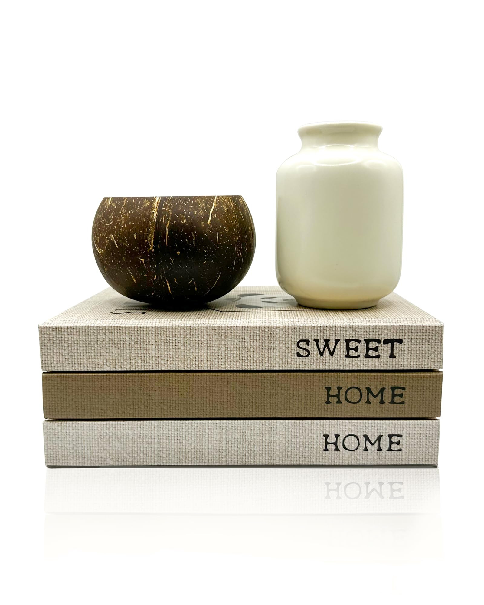 Decorative Books Set of 3 - Modern Home Decor with Coconut Bowl & Ceramic Vase - Coffee Table Books for Home Decoration | Amazon (US)
