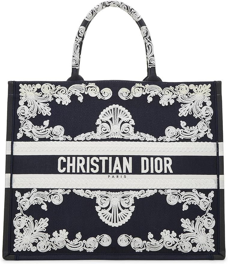 Amazon.com: Dior, Pre-Loved Black & White Embroidered Canvas Book Tote Large, Multi : Luxury Stor... | Amazon (US)