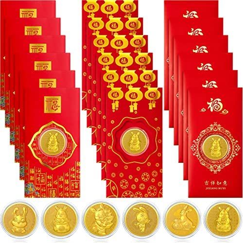 18 Pieces Rabbit Coins Red Envelopes Chinese New Year Red Packets Hong Bao Blessing Envelopes, 20... | Amazon (US)