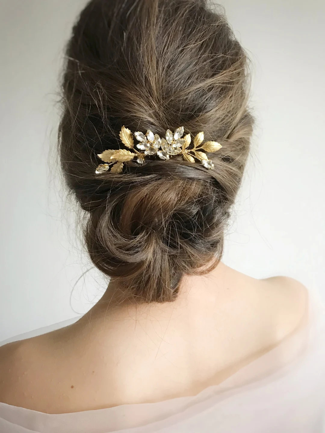 Crystal Hair Comb Leaves Silver Bridal Headpiece Small Wedding Hair Piece Side Hair Accessories G... | Etsy (US)