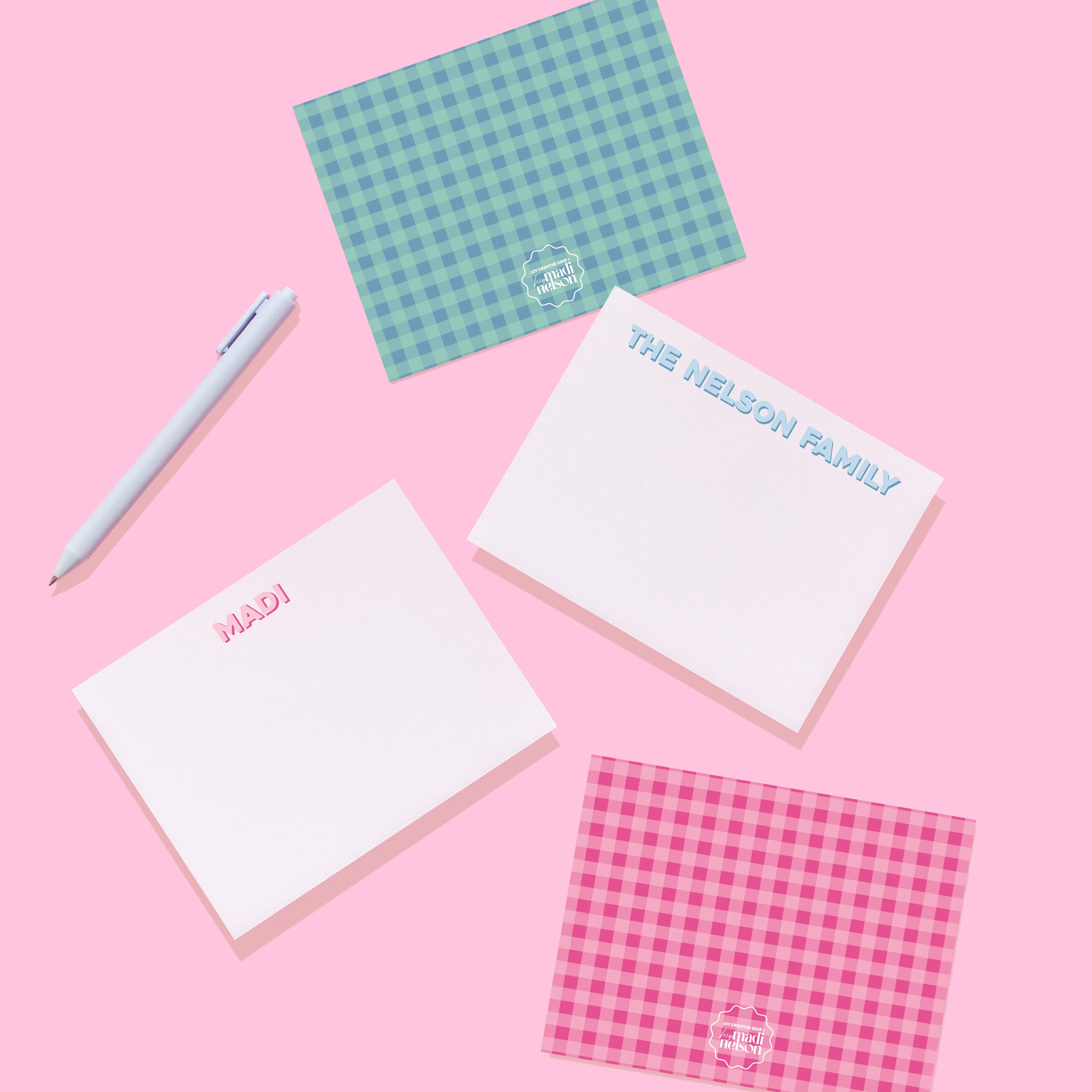 JCS x Madi Nelson Gingham Personalized Stationery | Joy Creative Shop